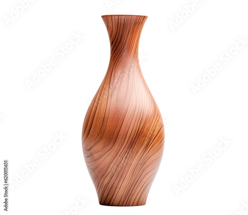 Empty wooden vase isolated on transparent background