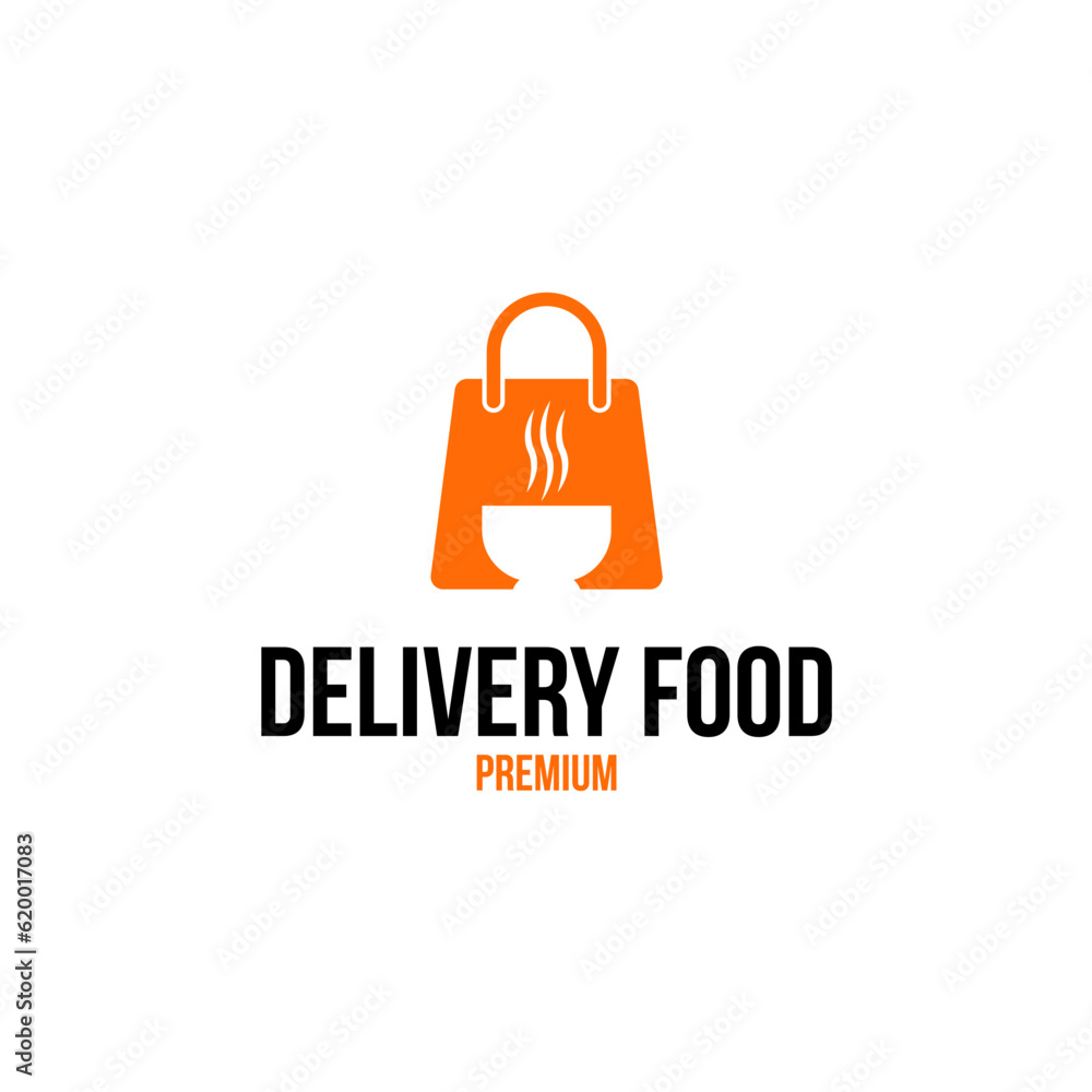 Food Bag for Restaurant Delivery Service Logo Design Concept Vector Illustration Symbol Icon
