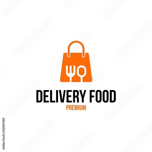 Food Bag for Restaurant Delivery Service Logo Design Concept Vector Illustration Symbol Icon