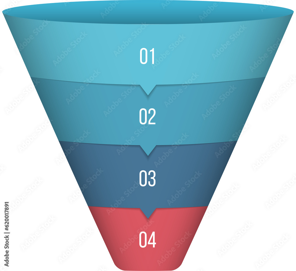 Funnel diagram with four segments, infographic template ilustración de Stock Adobe Stock