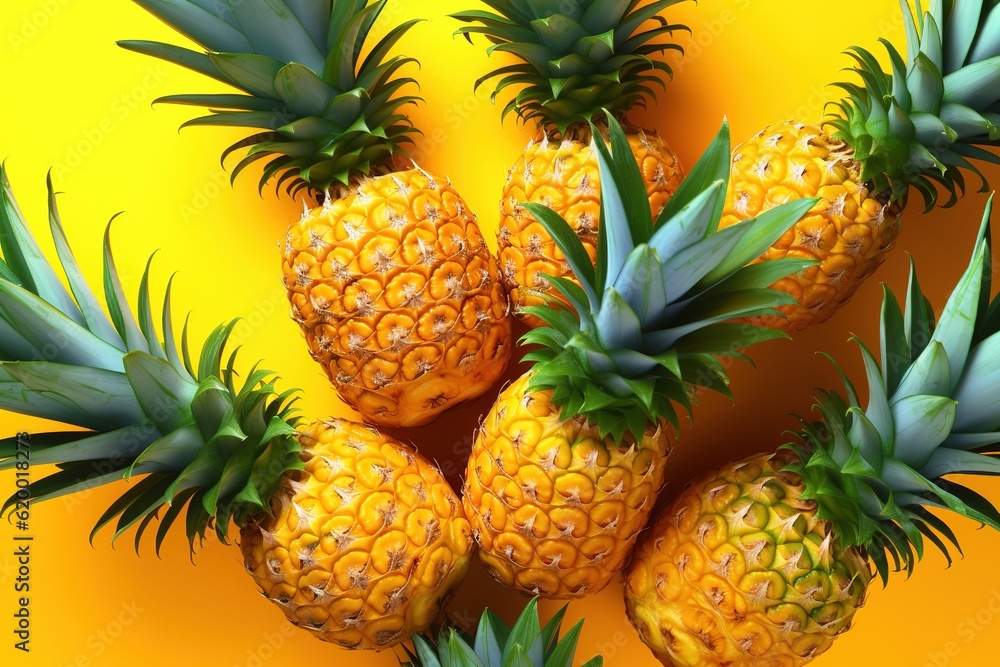 Yellow background filled with pineapple, citrus, web design fruit background Yellow background filled with pineapple, citrus, web design fruit background
