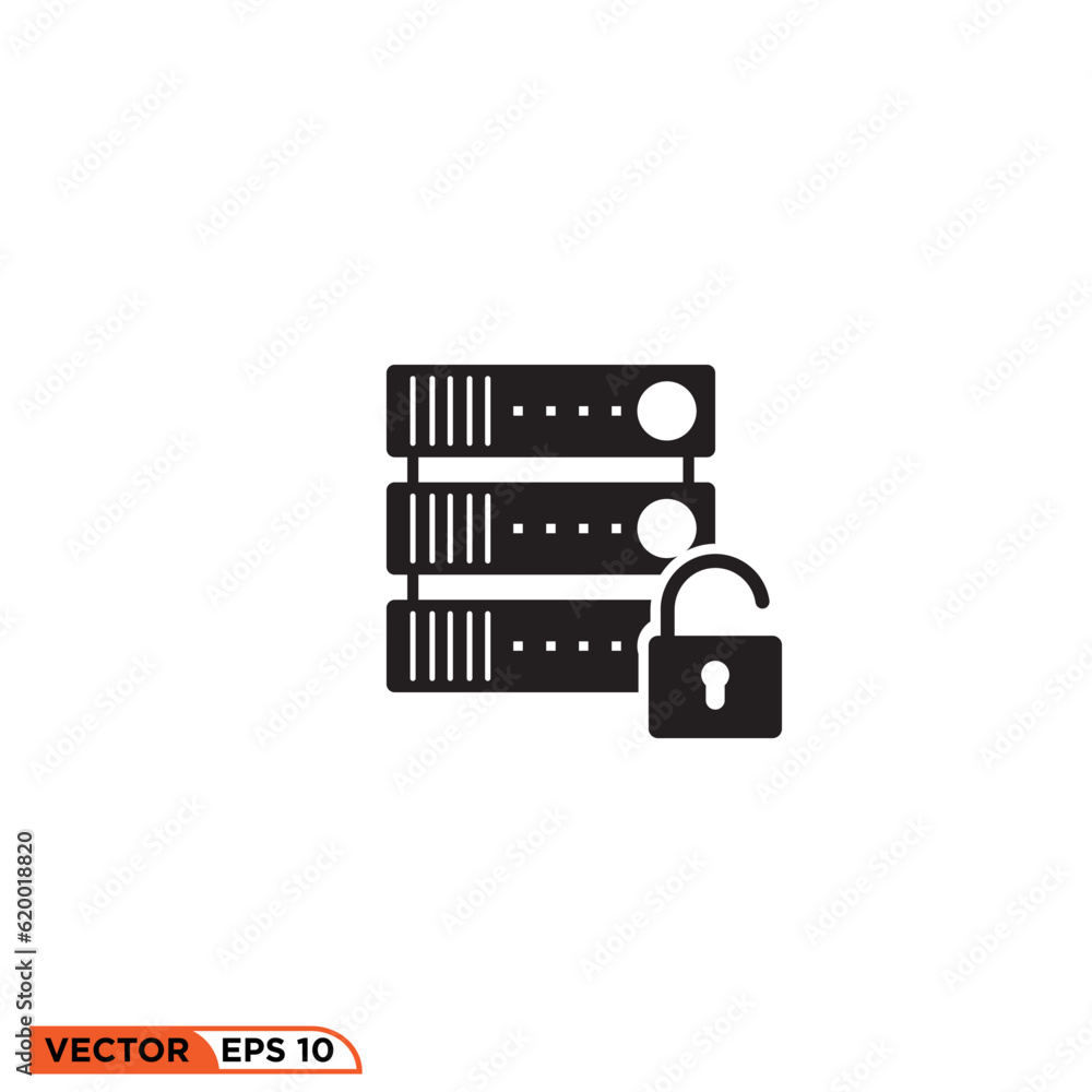 Server unlocked icon vector graphic of template Server unlocked icon vector graphic of template