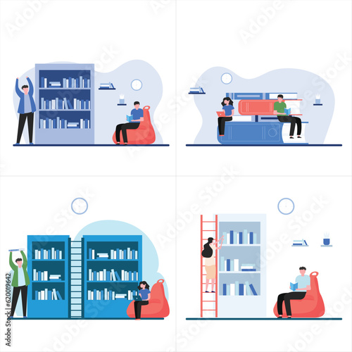 Fototapeta Naklejka Na Ścianę i Meble -  set of a learner icon for learning Education and Self Development. Concept illustration for training, seminar, back to school, online course on white blue background.