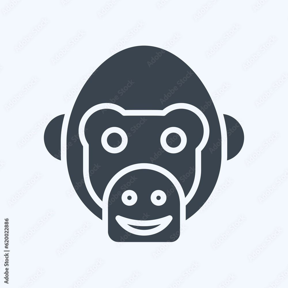 Icon Chimpanzee. related to Animal Head symbol. simple design editable. simple illustration Icon Chimpanzee. related to Animal Head symbol. simple design editable. simple illustration