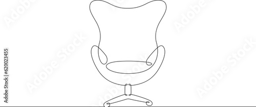 Armchair. Chair. Comfortable chair. Furniture. Interior. Linear.One continuous line drawn isolated, white background.
