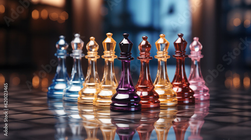 Chess competition, Concept of Strategy business ideas, chess battle, business strategy concept. 3d illustration