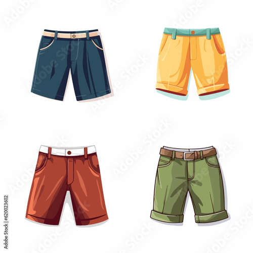 short pants flat vector set illustration fashion