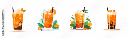 original thai tea latte cup vector illustration