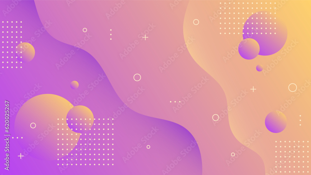 Modern Abstract Background with Motion Waves Retro Memphis and Purple Orange Gradient Color