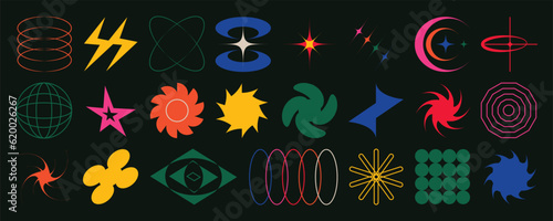 Canvas-taulu Set of abstract retro geometric shapes vector