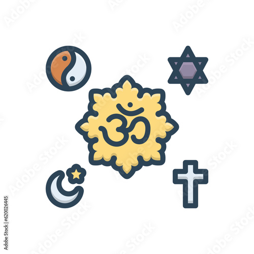 Color illustration icon for religious