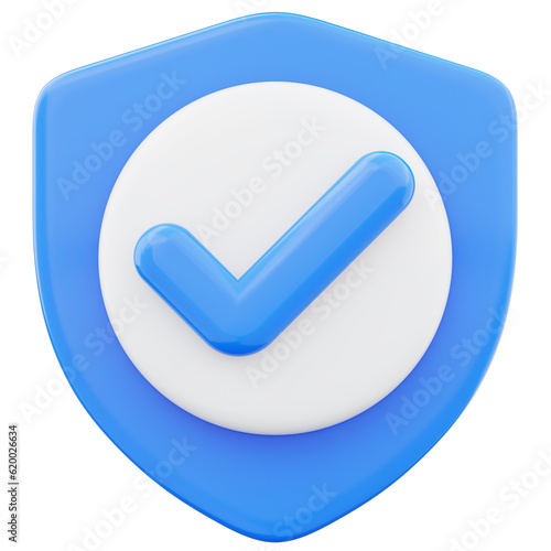 Shield icon security protection symbol 3d render illustration isolated on transparent background