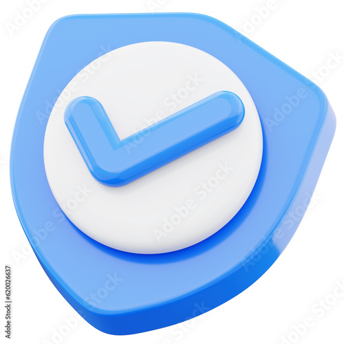 Shield icon security protection symbol 3d render illustration isolated on transparent background