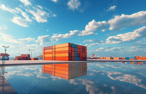 Wallpaper Mural cargo shipping container working at sea port logistic busi. AI Generative. Torontodigital.ca