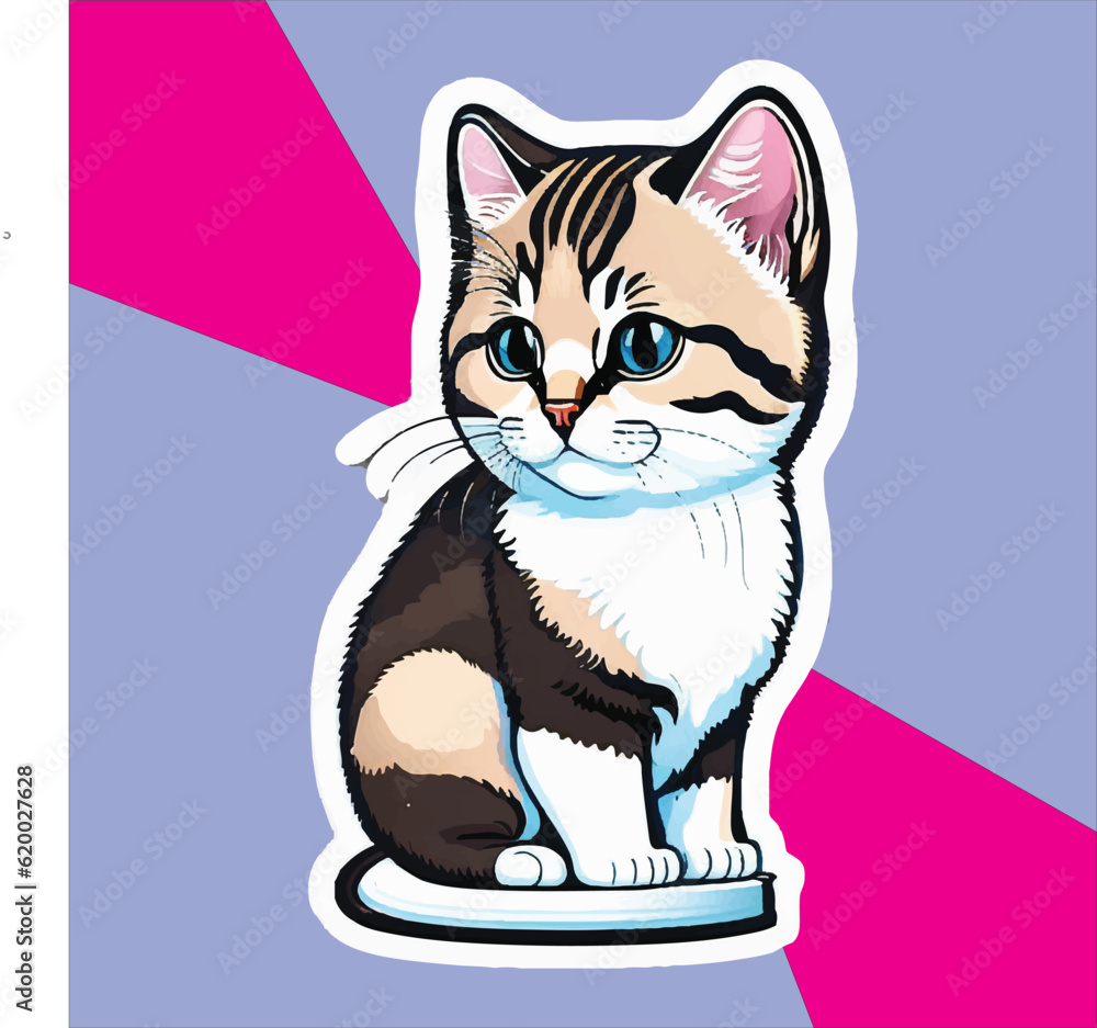 Obraz premium cat illustration , cat sticker , cat vector , cat, happy cat , cartoon cat