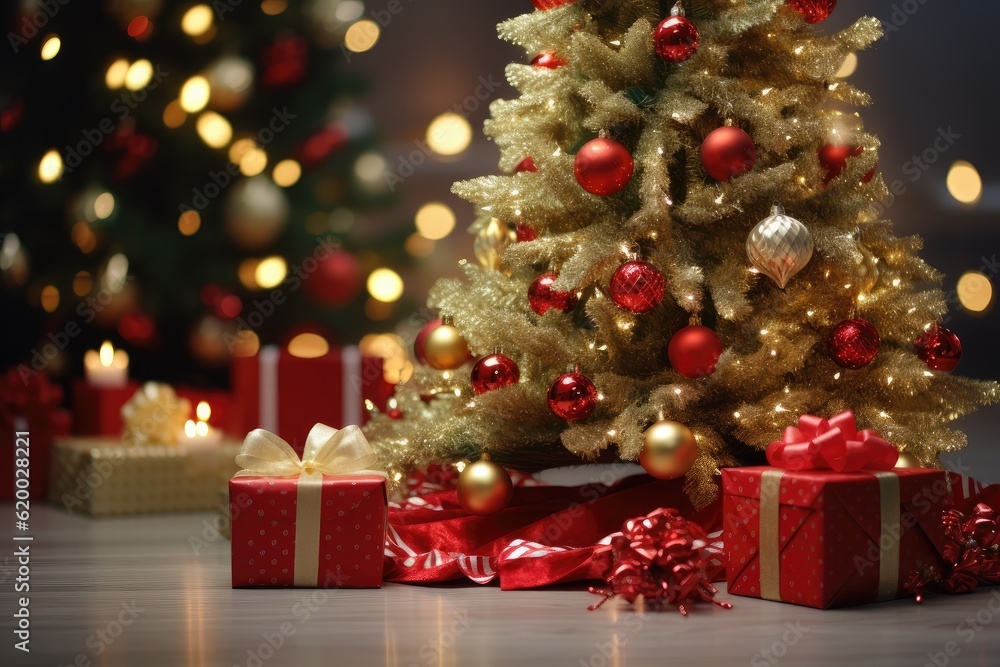 Christmas concept, christmas tree and present box