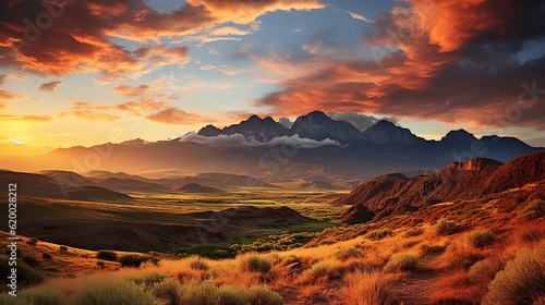 Dawns Golden Embrace Majestic Mountains