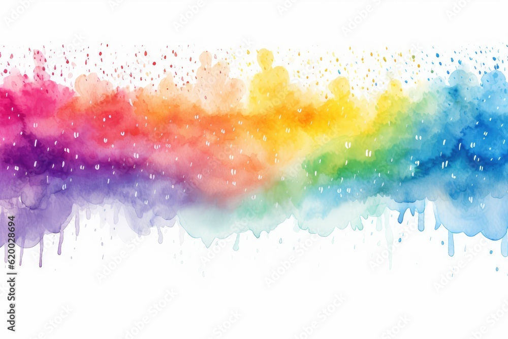 Fototapeta premium Rainbow watercolor banner white background
