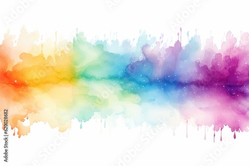 Rainbow watercolor banner white background