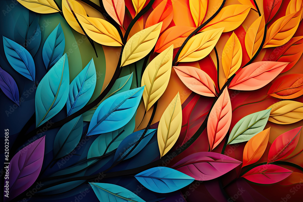 Abstract plant with leaves in different colors. generative ai