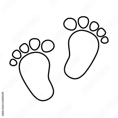 Baby feet, baby footprints, baby girl sticker icon