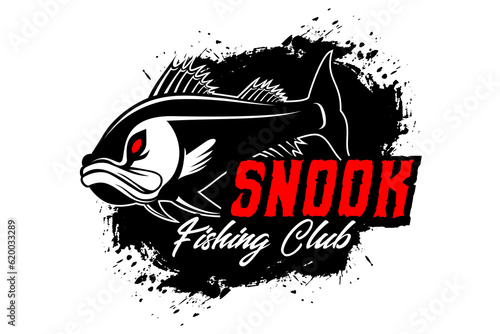 fishing logo Snook fish isolated background. modern vintage rustic logo design