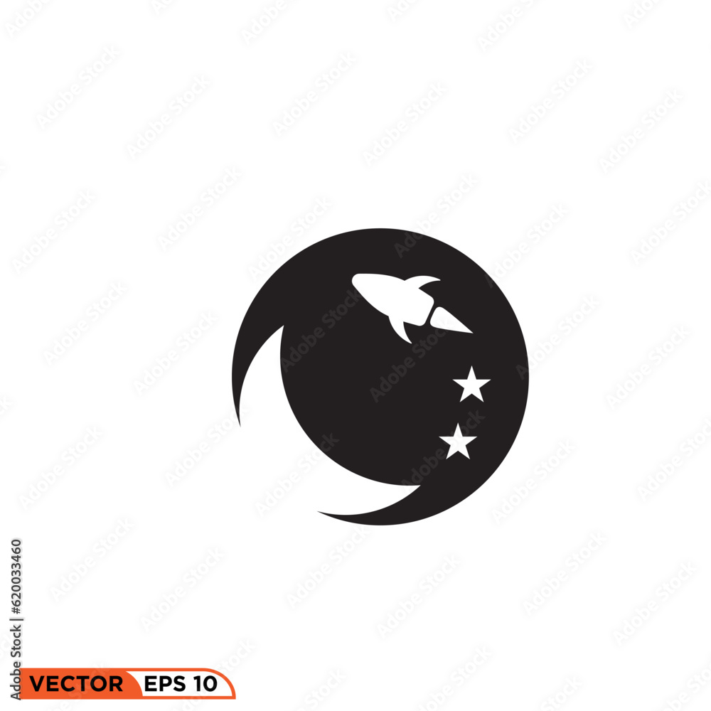 Moon with star astronaut icon vector graphic of template Moon with star astronaut icon vector graphic of template