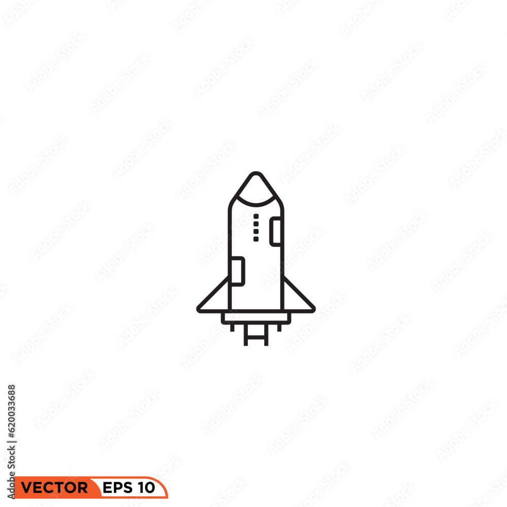 Rocket plane line style icon vector graphic of template Rocket plane line style icon vector graphic of template