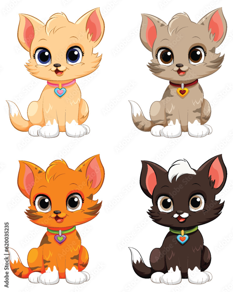 Adorable Cat Cartoon Character Collection