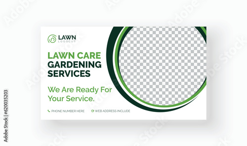 lawn care gardening cleaning service design for banner, illustration, social media post, web facebook banner cover, flyer, postcard template vector.