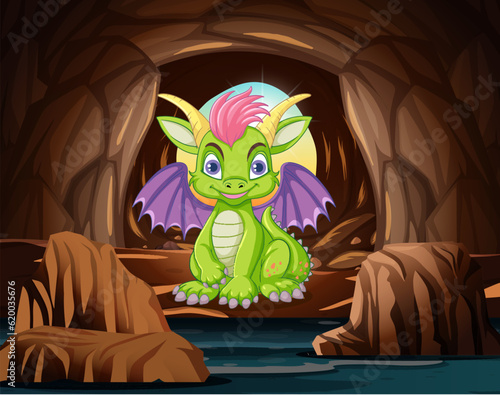 Cute Dragon in the Cave
