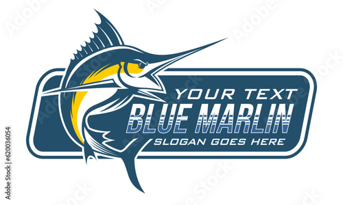 fishing logo Marlin fish jumping design modern template vector illustration