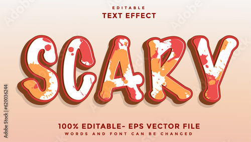 3d Grunge Texture Word Scary Editable Text Effect Design, Effect Saved In Graphic Style