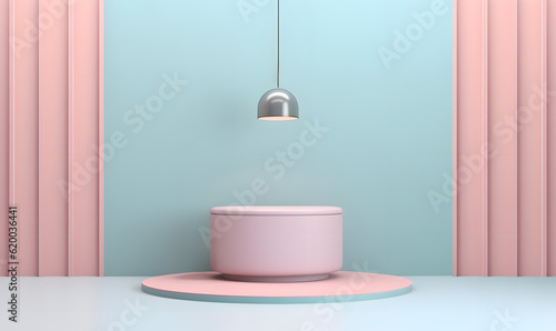 3D Podium Minimalist Cylinder Pedestal Product Display Presentation Geometric Platform Stage Pastel Background
