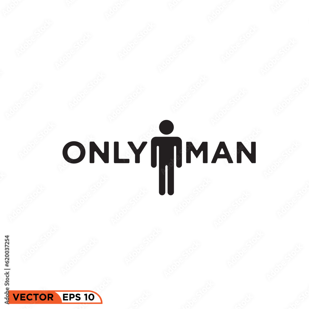 Only man icon design vector graphic of template, sign and symbol  