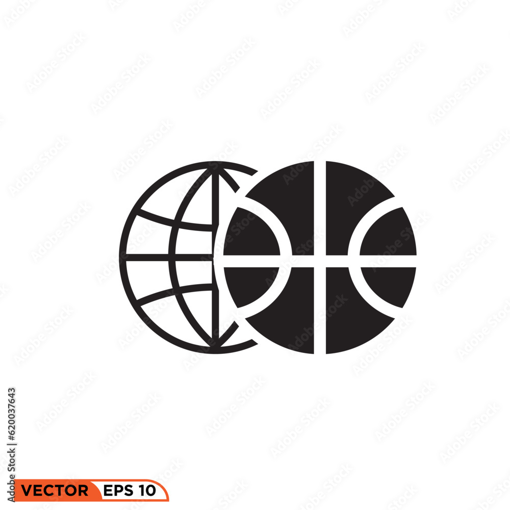 World basketball icon design vector graphic of template, sign and symbol World basketball icon design vector graphic of template, sign and symbol