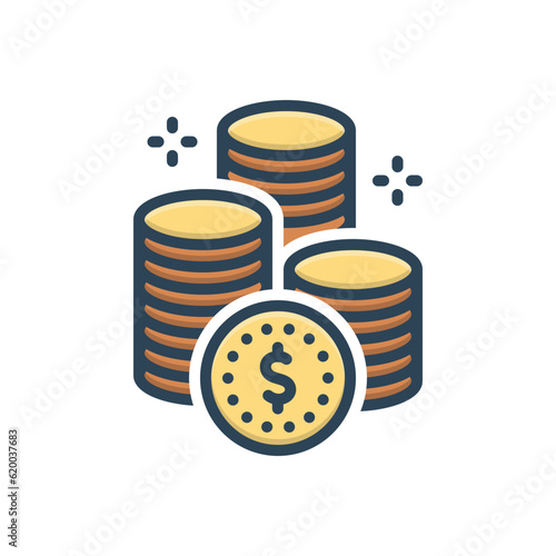 Color illustration icon for coin