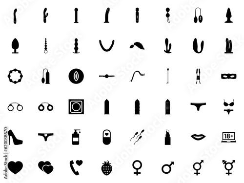 Sex Toys SVG icon set. Adult Toys & Sex Shop collection
