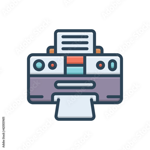 Color illustration icon for print