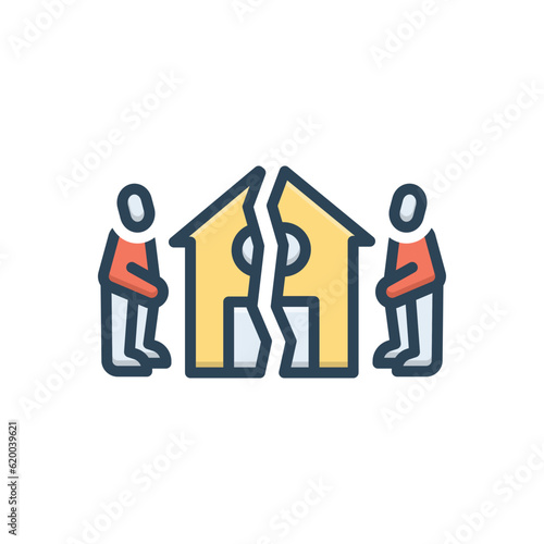 Color illustration icon for divide