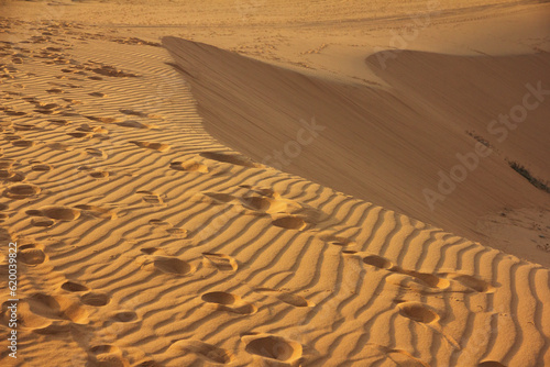 Footprint on red sand dunes  Muine desert  Phan Thiet  Vietnam