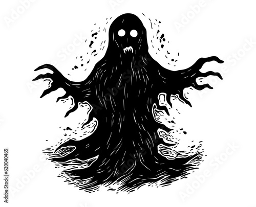 Scary Ghost Halloween Tattoo Print Ink Fear Joy Amusement Park Lunapark