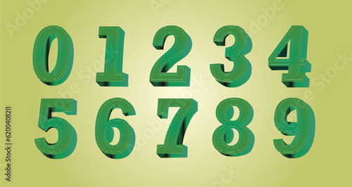 3d gradient font, numbers font