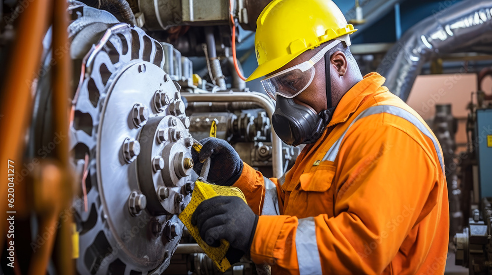 Mechanical service engineer worker at industrial with checking