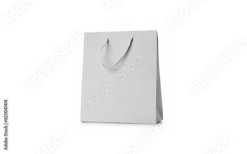 Paper package on white background MADE OF AI