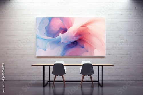 Transparent mock up with abstract painting on a blank Generative AI