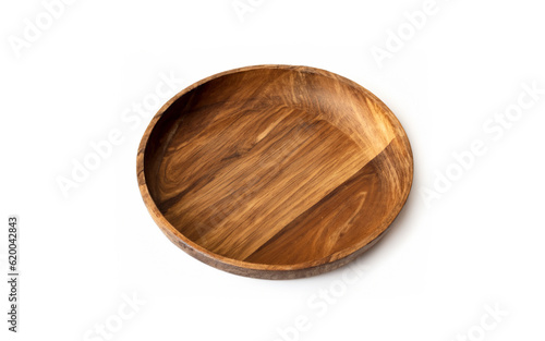 Wooden plate on white background MADE OF AI
