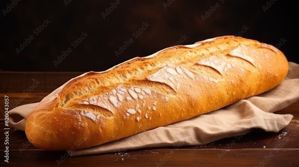 a loaf of bread on a wooden table, created by Generative AI