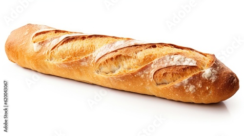 freshly baked baguette bread isolated on white background, created by Generative AI