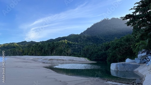A beautiful combination of Lake, mountain, Beach, and the Sea at Samadua, South Aceh Indonesia 